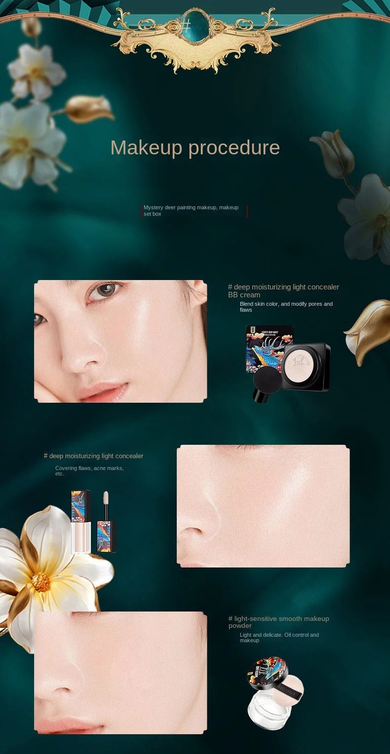 Moose Painted Color Zhenyan Makeup Set Nine-Piece Set Cosmetics Full Set Beauty Gift Box Christmas Valentine's Day Gift