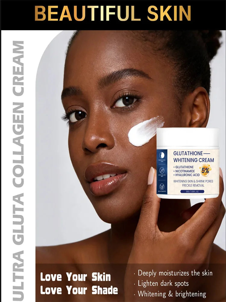 Whitening Face Cream, Reduce Dark Spots, Sun Spots, Melanin, With Collagen, Glutathione, Even Skin Tone For All Skin Types