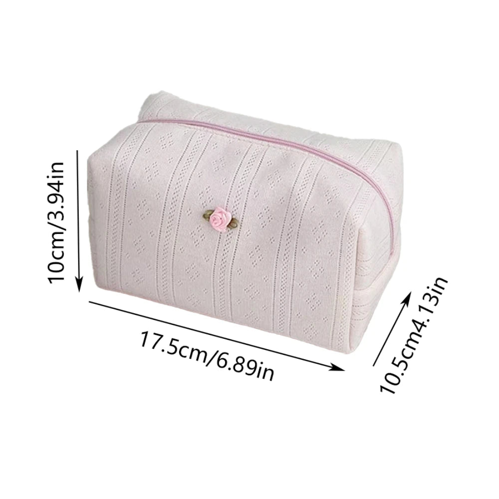 Fashion Flower Women Small Makeup Bag Travel Organizer Pillow Cosmetic Handbag Pouch Gilrs Simple Square Zipper Clutch Bags