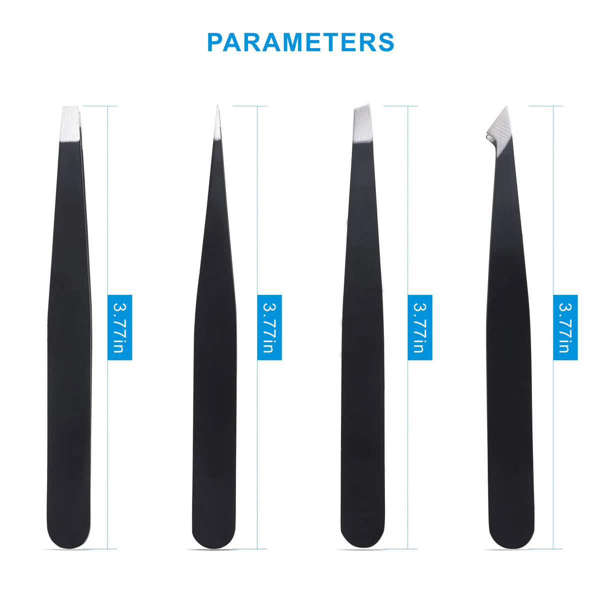 4-in-1 Precision Tweezers Set, Stainless Steel, Multi-Tip, Perfect for Eyebrow & Hair Removal