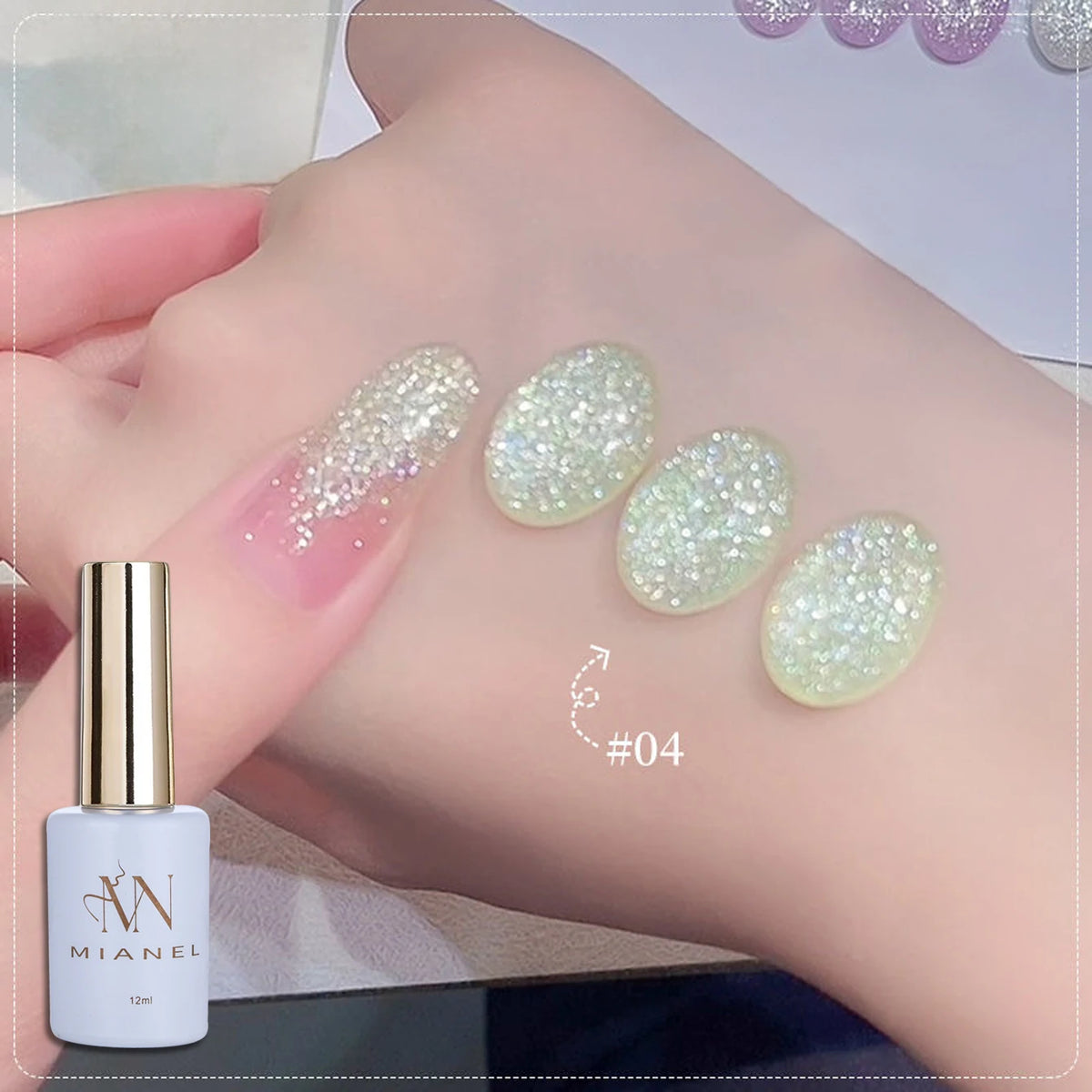 MN 1-9PCS Pink Blue White Green Color Series Gel Nail Polish With Strobe Glitter Brocade Diamond Gel Polish
