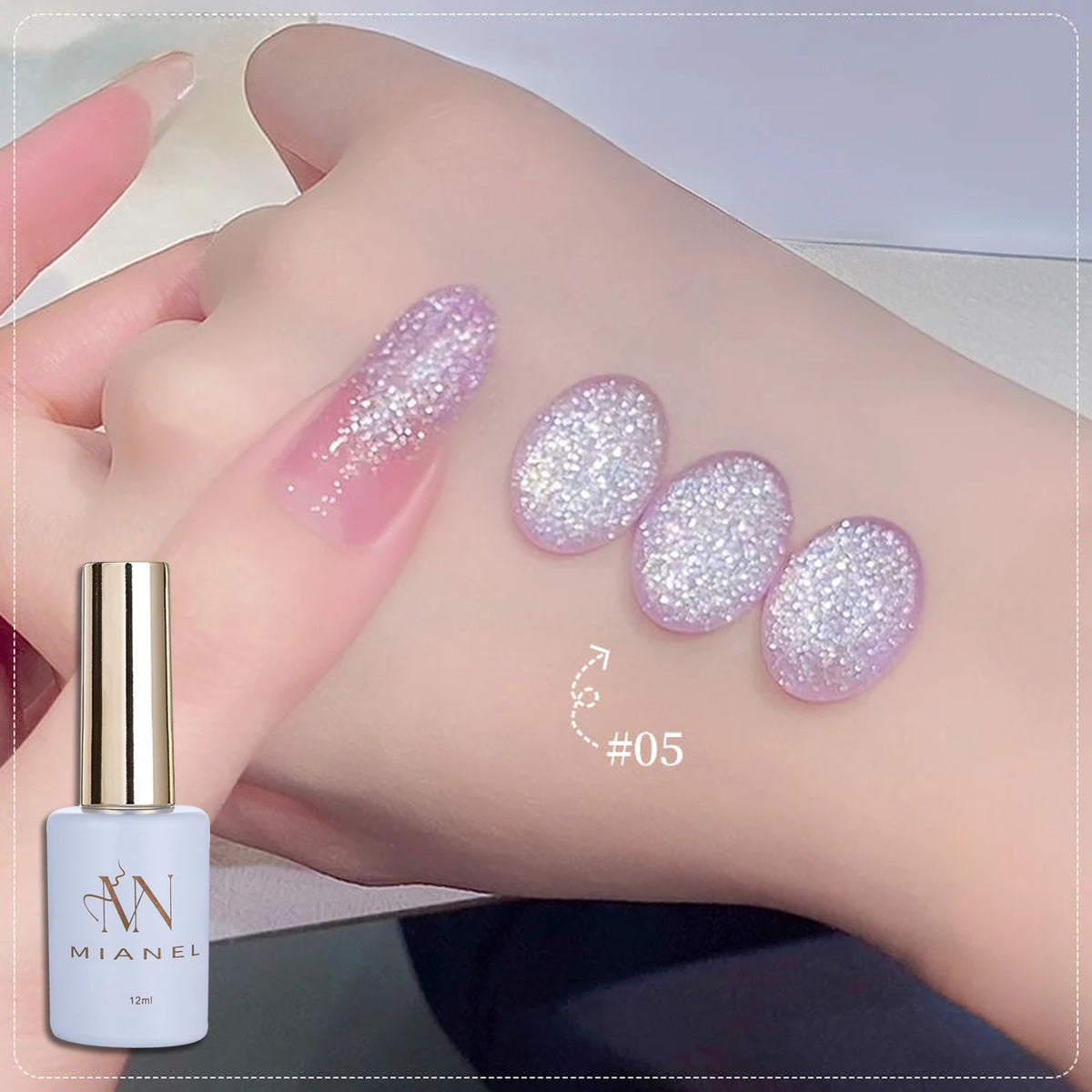 MN 1-9PCS Pink Blue White Green Color Series Gel Nail Polish With Strobe Glitter Brocade Diamond Gel Polish