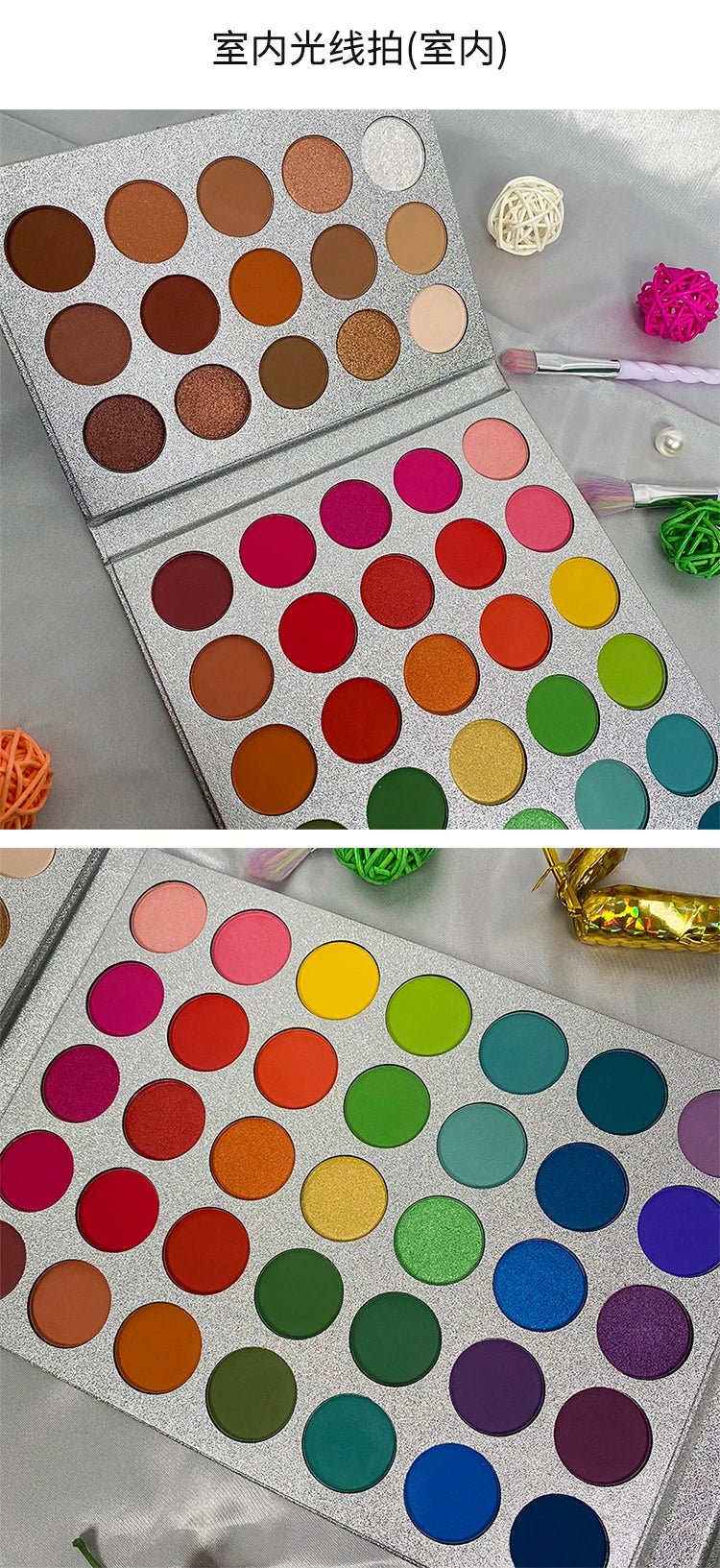 65-Color Eyeshadow Palette Makeup-High Pigmented Eye make up Tool Matte Glitter Finishes for Festival Christmas Cosmetics makeup