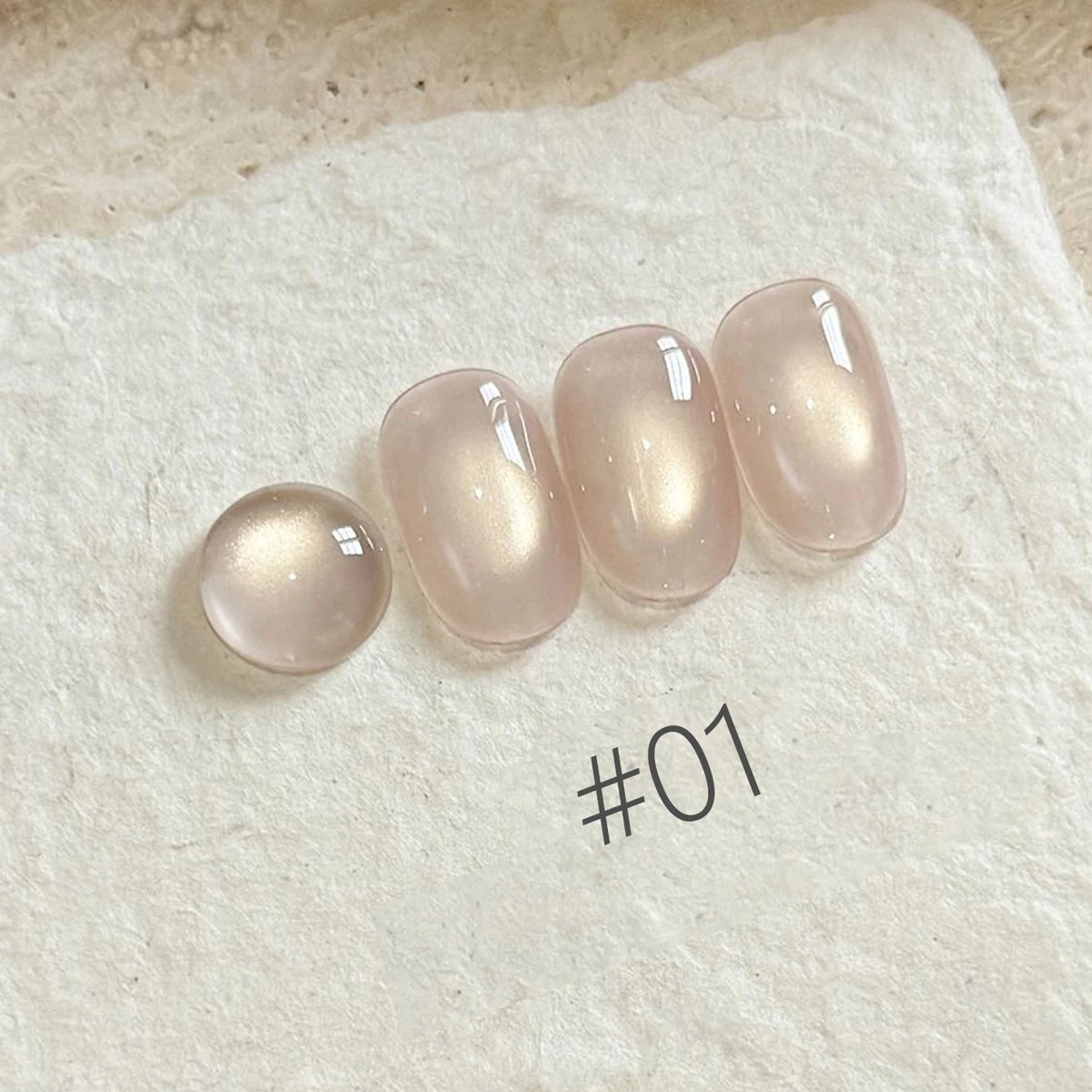 MN 10ML 1-16PCS Moonlight Ballet Magnet Cat Eye Nail Polish Gel Nude Pink Style With Gold Glass Beads Cat Eye Look Nail Polish