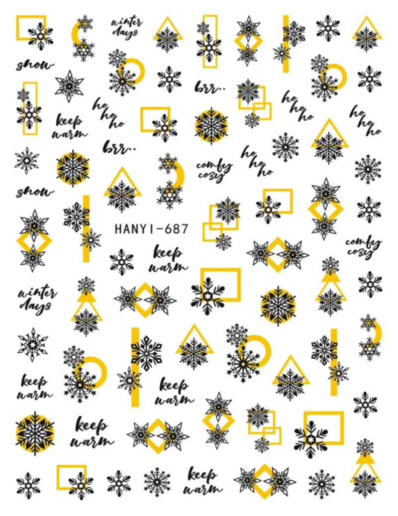 3d Nail Art Stickers Winter Christmas Trees Snow Mountains Xmas Snowflakes Decals For Nails Decoration Manicure Salon Beauty