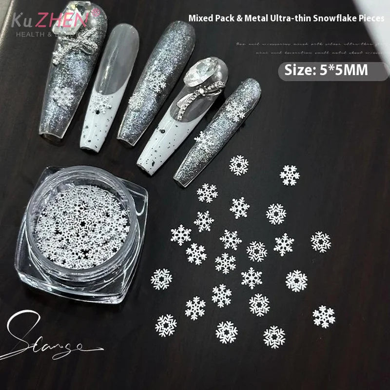 Snowflakes Winter Nail Sequins Sparkling Christmas Flakes Spangles Nail Art Decoration Sticker Tips Nail Charm Manicure Salon