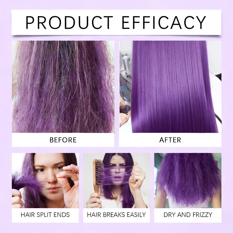 1/2/3 Tubes of Dazzling Grape Purple Color-Enhancing, Smooth and Moisturizing Hair Mask, Quick Semi-Permanent Color in 10 Minutes, Improves Dryness and Frizz after Dyeing, Deeply Repairs Damaged Hair after Dyeing, Gently Mois