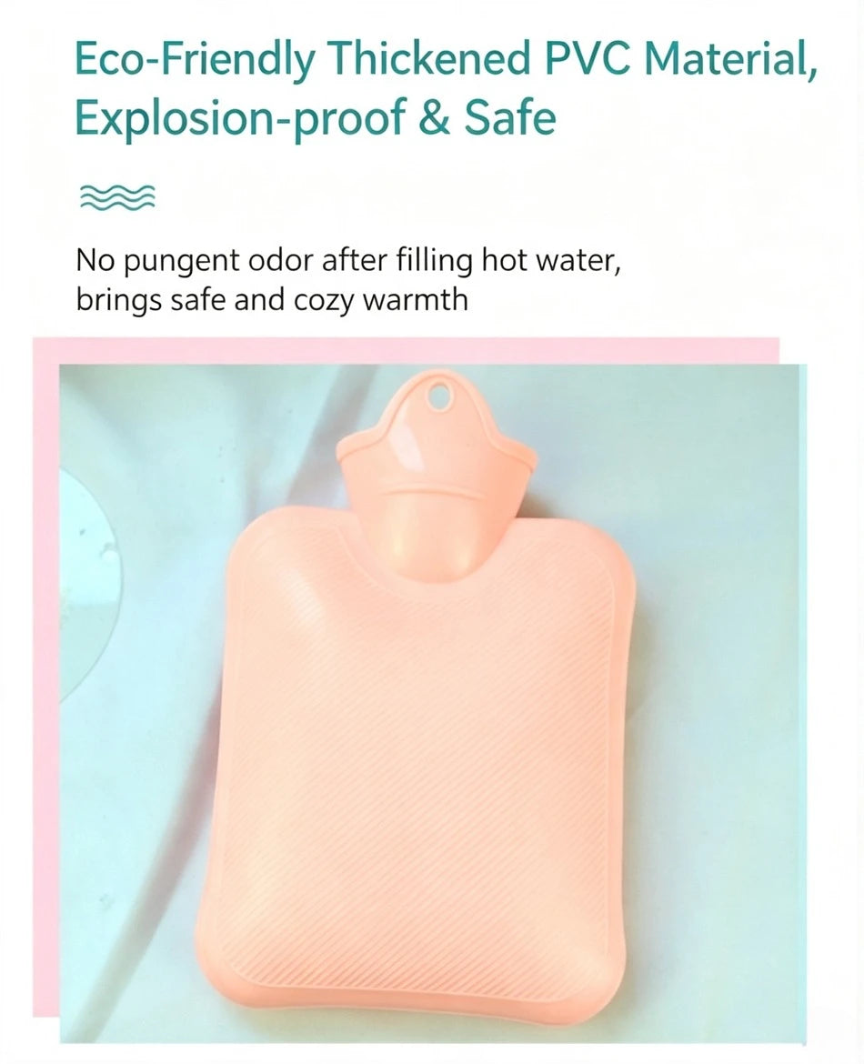 Cute Cartoon Plush Hot Water Bottle, Removable Plush Cover Thick Explosion‑proof PVC Hot Water Bag Hand Warmer for Winter