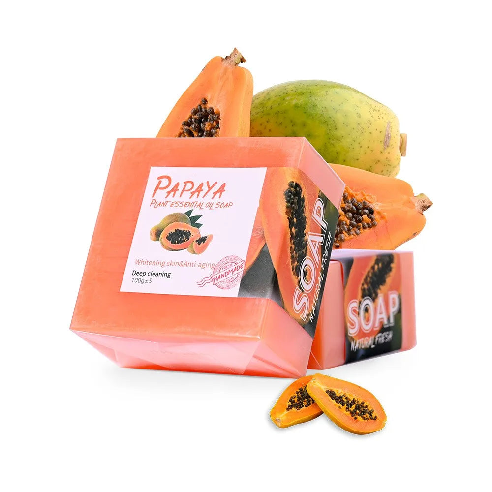 Papaya Essential Oil Facial Soap, Plant Extract Essence Nourishing, Moisturizing and Refreshing Bath Soap