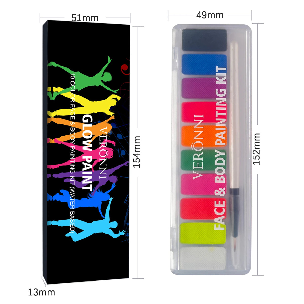 10 Colors Luminous Pigments, Luminous Neon Makeup Facial Painting,Suitable for Children and Adults for Halloween and Party