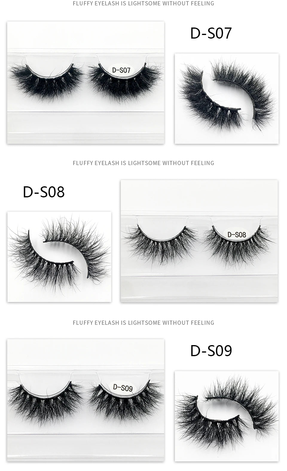 Cruelty Free Fluffy Mink Eyelashes High Quality C/D Curl Soft Wispy Volume Strip Lashes Natural Mink Lashes