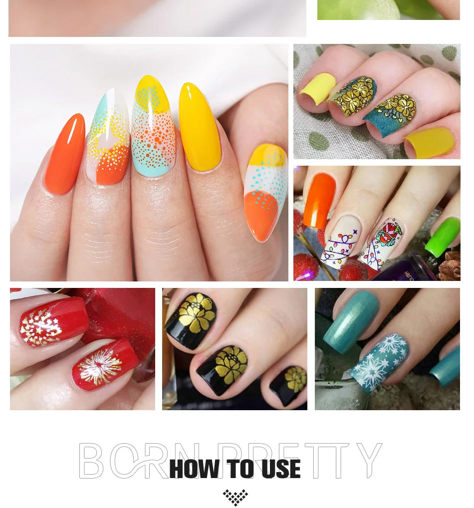 BORN PRETTY 10ml Stamping Nail Polish Set Gold Silver Black White Color Nail Printing Polish DIY for Nail Plate Design Varnish