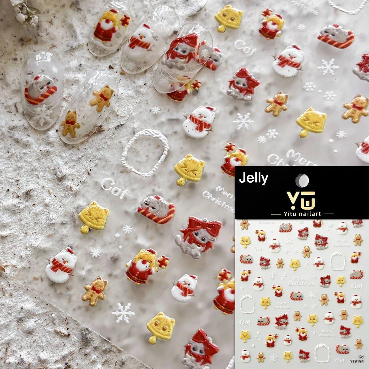 Christmas Wreath Snowman Xmas Tree Bowknot Snowflakes Gingerbread Man Bear Star Bell Apple Nail Art Charms Stickers Phone Decals