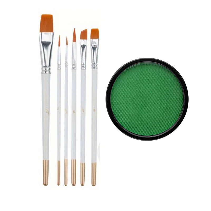 Black White Red 30G Monochromatic Water Solubility Body Makeup Face Paint with Brushes for Halloween Christmas Masquerade Party