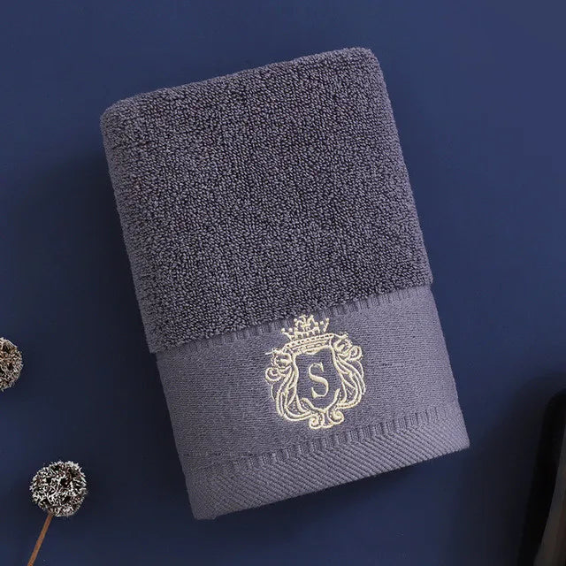 Cotton Towel Set 1/2/3PCS 34x74cm Face Hand Hair Towels & 70x140cm Big Bath Towel Cover - Absorbent Home Towels White Blue Cream