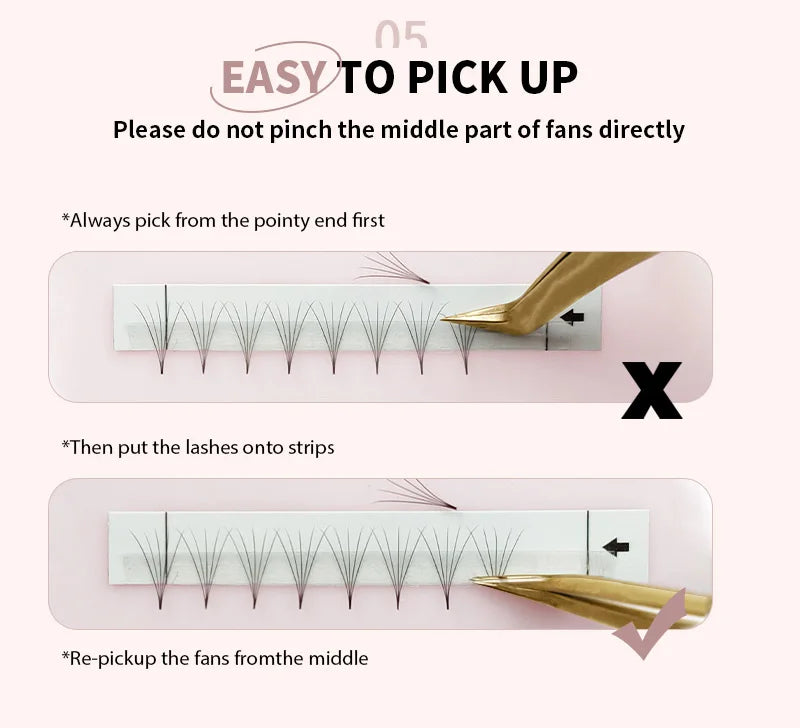 Narrow 2400 Fans Lashes XXL Mega Tray Premade Narrow Volume Fan Ultra Dark Pointy Base Promade Fans Eyelash Extensions Supplies