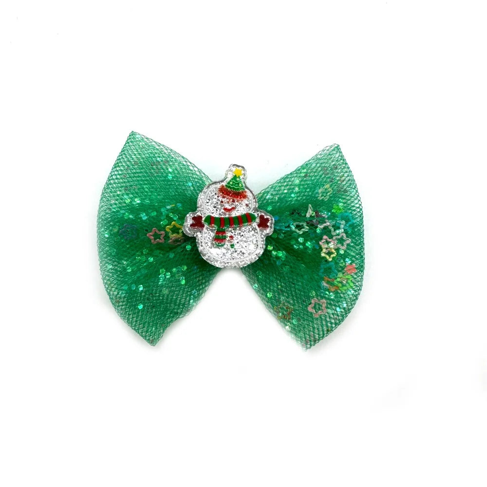 50pcs Christmas Small Dog Grooming Bows Rubber Bands for Dogs Xmas Pet Dog Hair Bow for Grooming Small Dog Cat Hair Accessories