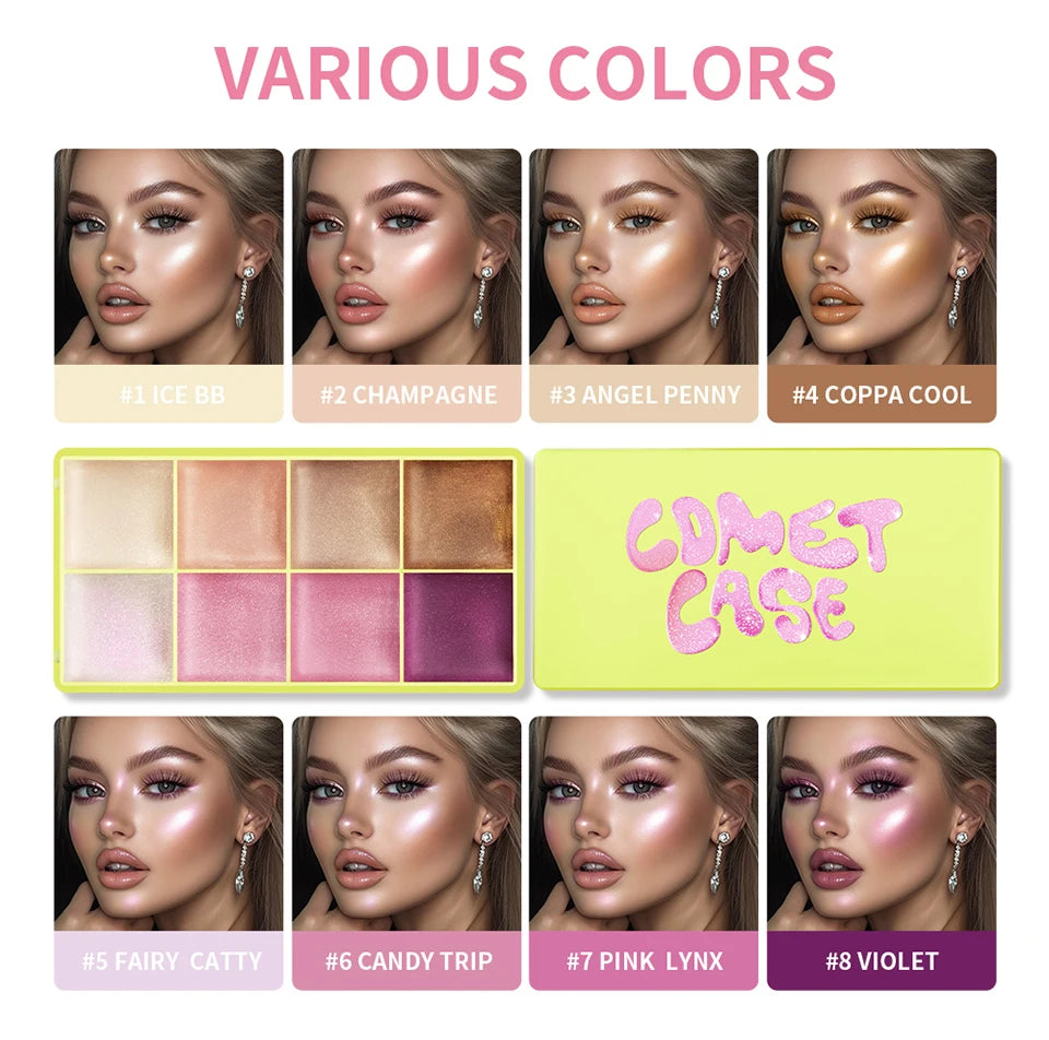 8 Shades Eyebrow Blush Palette With 3Pcs Makeup Brushes  Matte Shimmer Shadow Long Lasting Cosmetics Halloween Makeup Set