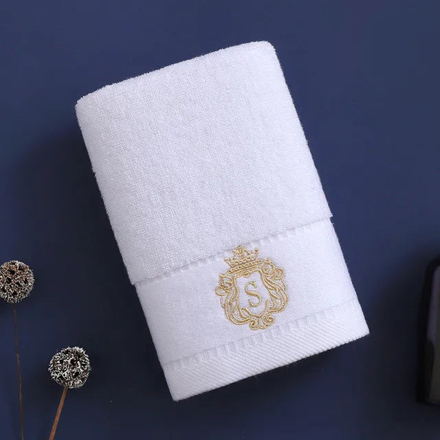 Cotton Towel Set 1/2/3PCS 34x74cm Face Hand Hair Towels & 70x140cm Big Bath Towel Cover - Absorbent Home Towels White Blue Cream