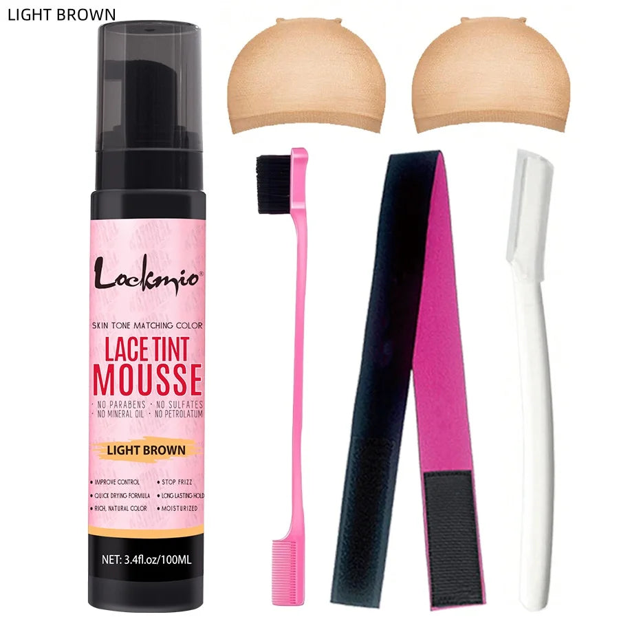 LOCKMIO Natural Lace Tint Spray Dyed Foam Mousse for Women 100ML Wigs Mesh Skin-fitting Invisible Colorant Cosplay Wig Dye Mist