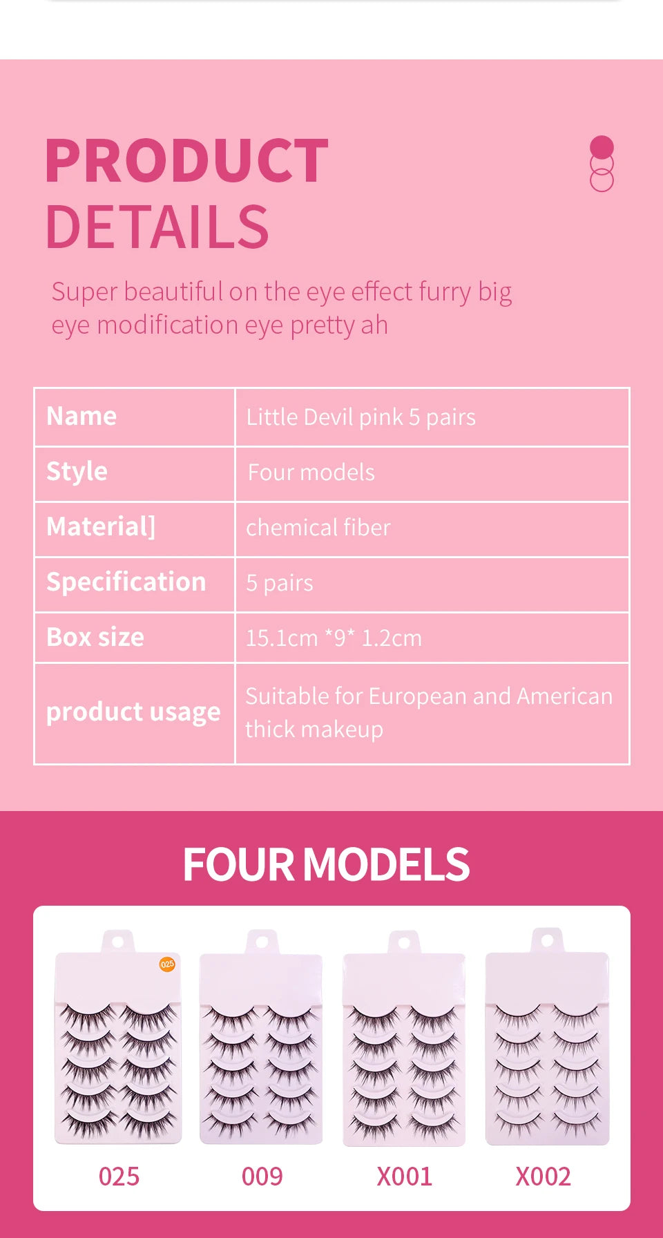 RED SIREN Eyelashes Makeup 5 Pairs Soft Natural Mink Lashes Korean Fashion Manga Lashes