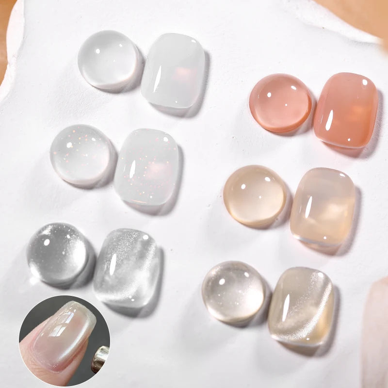 BORN PRETTY Water Light Cat Magnetic Gel Nail Polish Nude Milk White Jelly Color Semi Permanent Soak Off UV LED Gel Varnish DIY