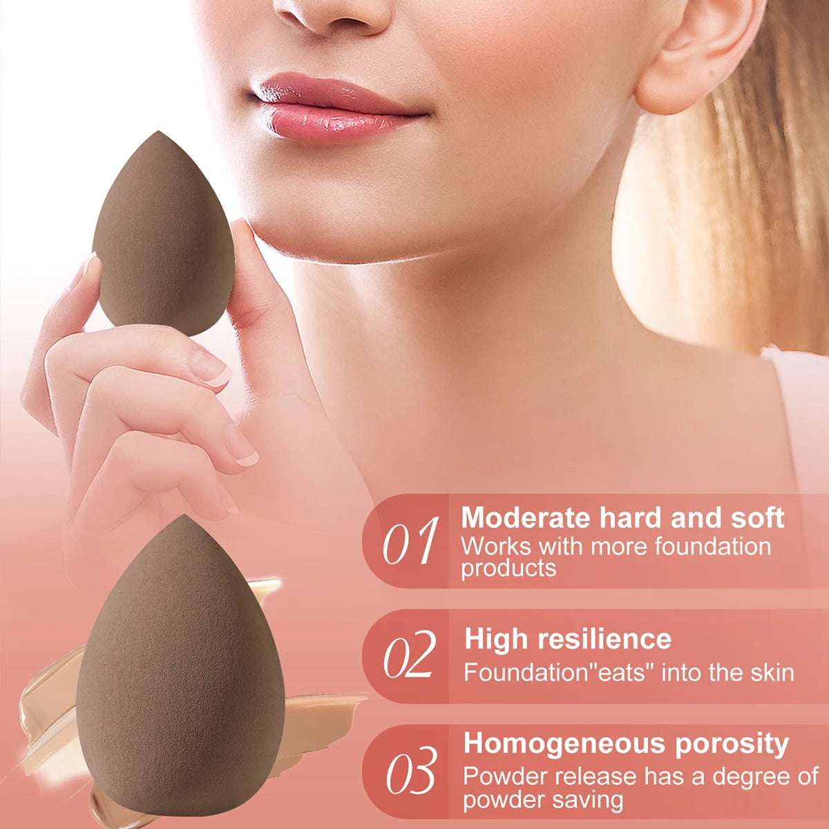 54PCS Makeup Tools: 30PCS Brush Set + 10PCS Makeup Sponges + 10PCS Powder Puffs + 4PCS Tools