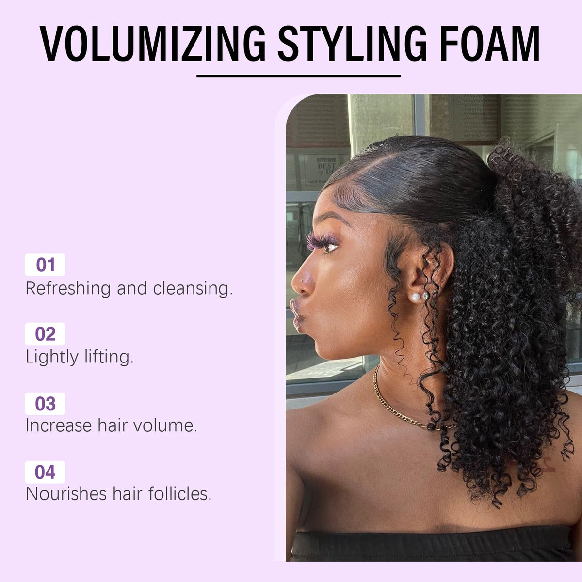 Hoegoa Hair Styling Mousse Deep Moisturizing Long Lasting Styling Oil Control Refreshing Reduce Frizzy Hair Volumizing Mousse