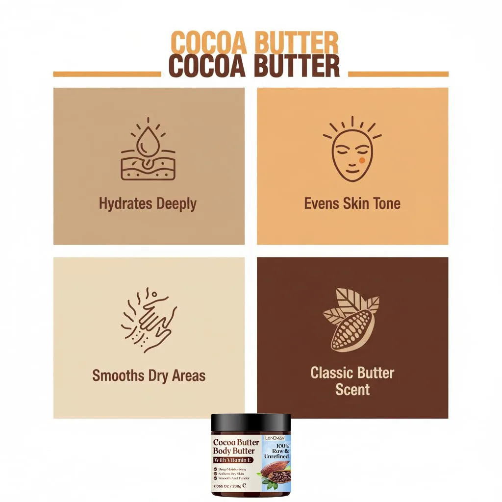 200g/7.05OZCocoa butter 100% RawUltra-Moisturizing Butter to Deeply Hydrate & Condition Skin, Promotes Smooth Skin Tone&Texture