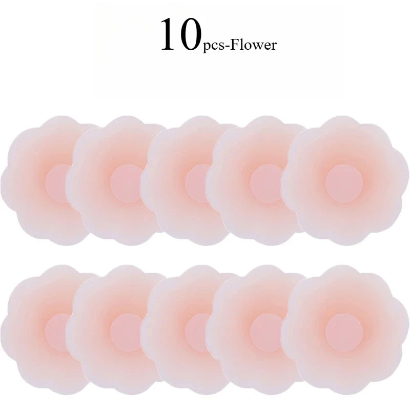 Reusable Breast Petals Lift Invisible Silicone Bra-less Pasties Pad Nipple Cover Invisible Petal Adhesive Stick on Bra 2-12pcs
