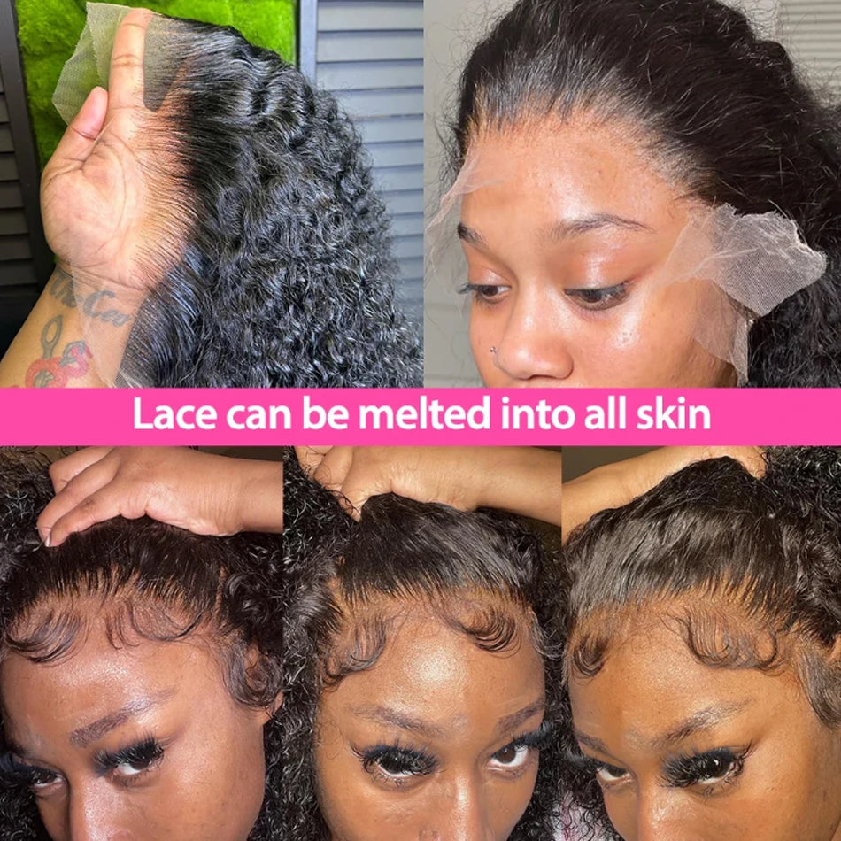 Kinky Curly Bob HD 13X6 Lace Frontal 250 High Density Full Virgin Human Raw Hair Wig Glueless Water Curly For Women Wet And Wavy
