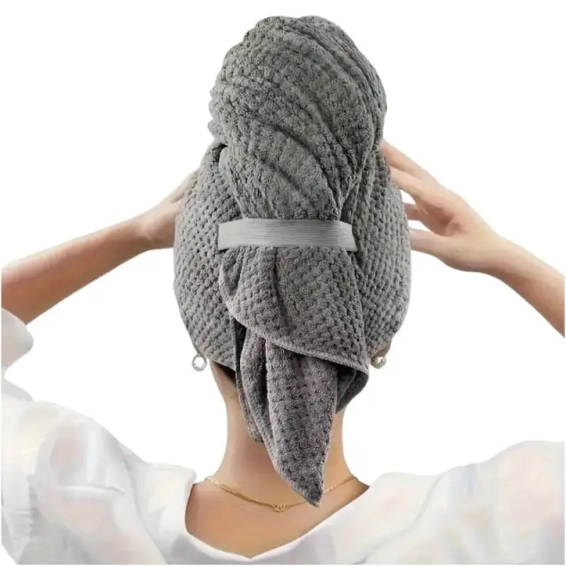 Quick Dry Hair Turban Coral Fleece Towel Ultra Absorbent Quick Dry Hair Towel Wrap With Elastic Band For Women Home Travel Use