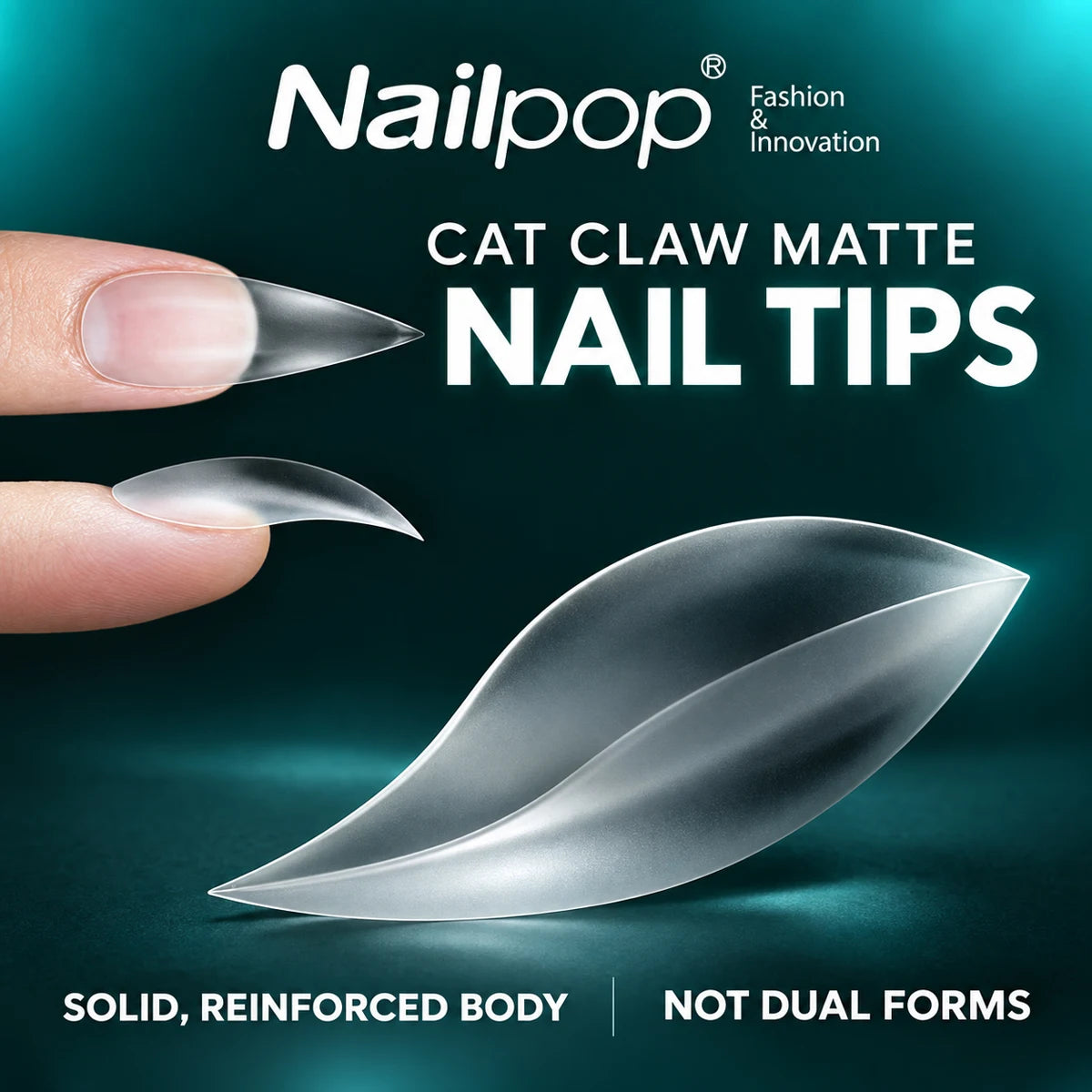 Nailpop Cat Claw Matte Nail Tips 15 Sizes Full Cover Clear Acrylic Press On Nails Pre Shaped Salon Halloween Style 150pcs