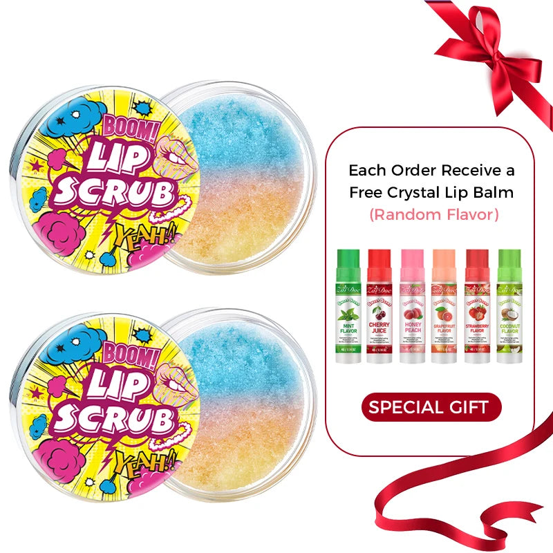 ZaiDoc 2Psc Lip Scrub Exfoliator Smooth Hydrate Dry Chapped Lips Gentle Lip Care Set with Moisturizing Formula 22g Each