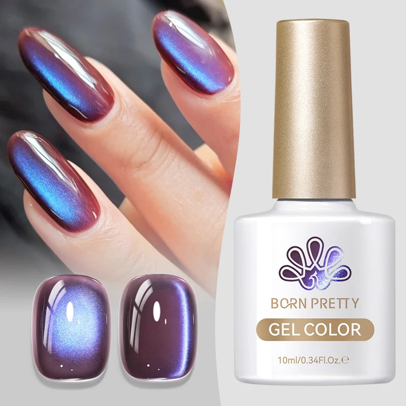 BORN PRETTY 10ml Purple Black Green Cat Magnetic Gel Ultra Shine Semi Permanent Soak Off UV Gel Summer Nail Art Varnish