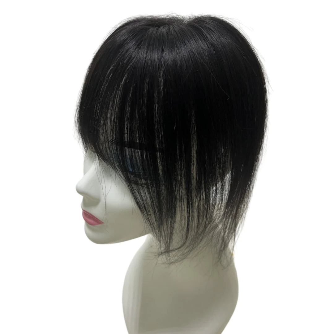 Ultra-Thin Mesh Hair Toppers 8x11cm Clip-In Bangs Hairpiece for Women Fluffy Real Hair Increase Volume Cover White Hair
