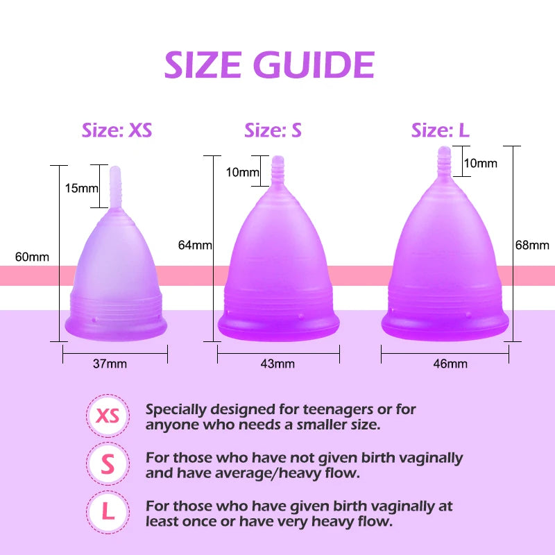 Certified Cup Kit Steam Sterilizer Applicator Reusable Soft Silicone Lady Cup Sterilization Women Health Care Feminine Hygiene
