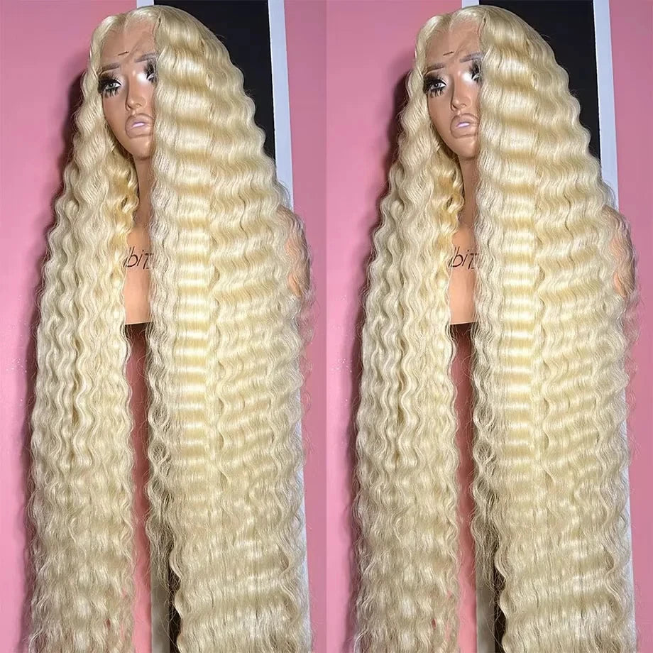 613 Blonde Lace Frontal Wig Deep Wave 13x4 13x6 HD Lace Human Hair Wig Pre Pluck Curly Lace Front Wigs Brazilian Human Hair