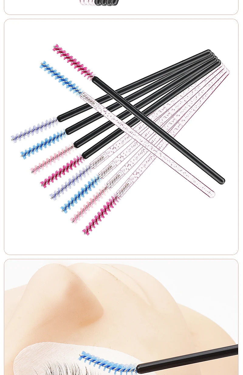 50pcs Disposable Makeup Brush Eyelash Microbrush Mascara Wands Cosmetics Applicator Eyebrow Comb Lash Extension Supplies Tool