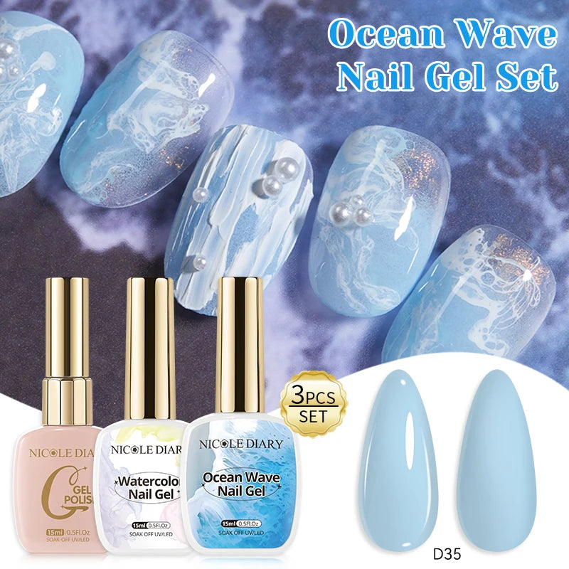 NICOLE DAIRY 15ml Bubble Ocean Wave Gel White Gel Nail Polish Summer Nail Poke Varnish UV LED Soak Off Gel For Nail Art Manicure