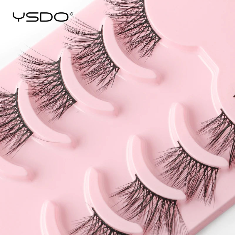 YSDO 5/10 Pairs Natural Eyelash Extension Hand Made Maquilagem Fluffy Fake Half Lashes Soft 3D Mink Lashes Makeup Faux Cilios