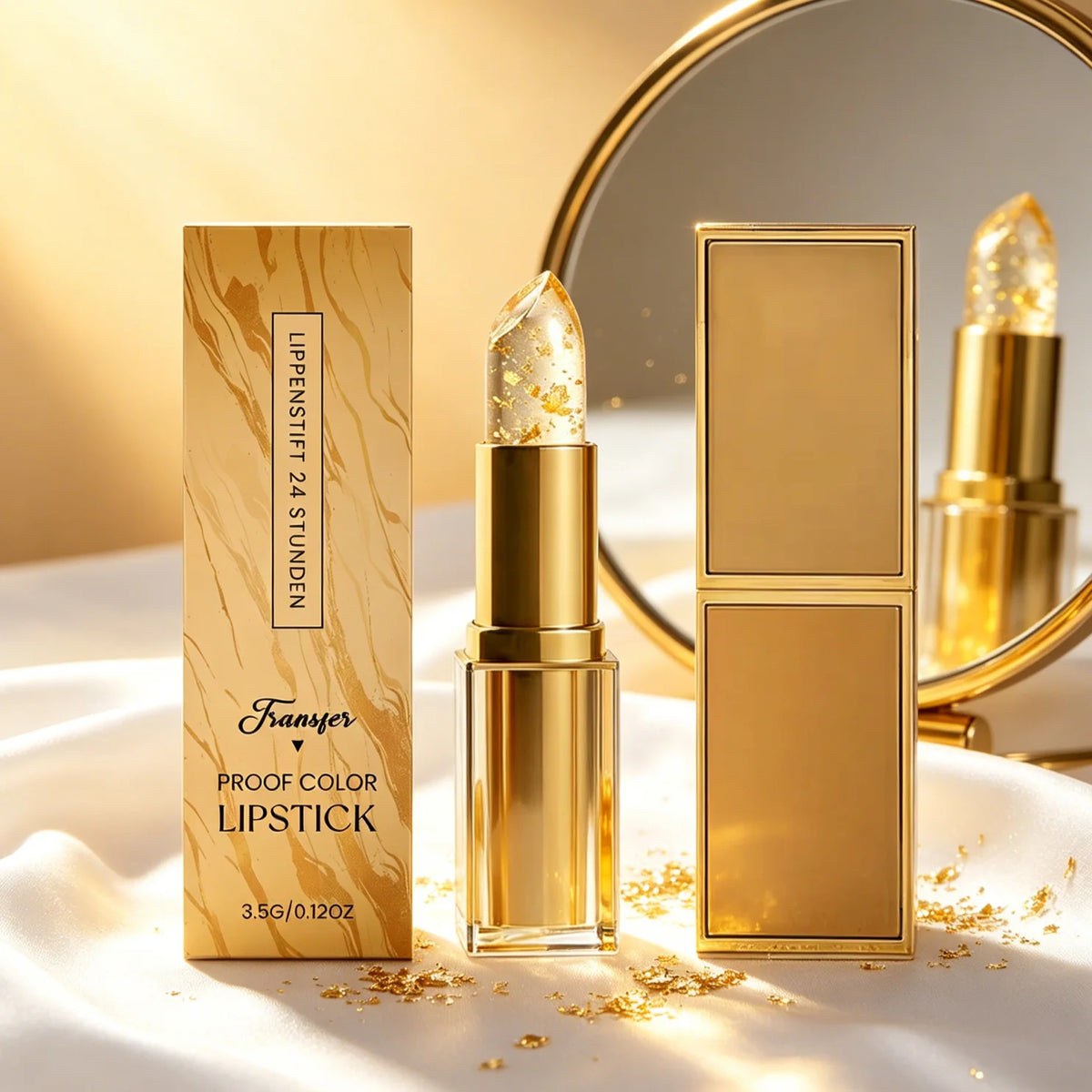 Gold Foil Lipstick Color Changing Brighten Lip Color Jelly Lipstick Moisturizing Smoothing Lip Lines Temperature Change Lip Balm