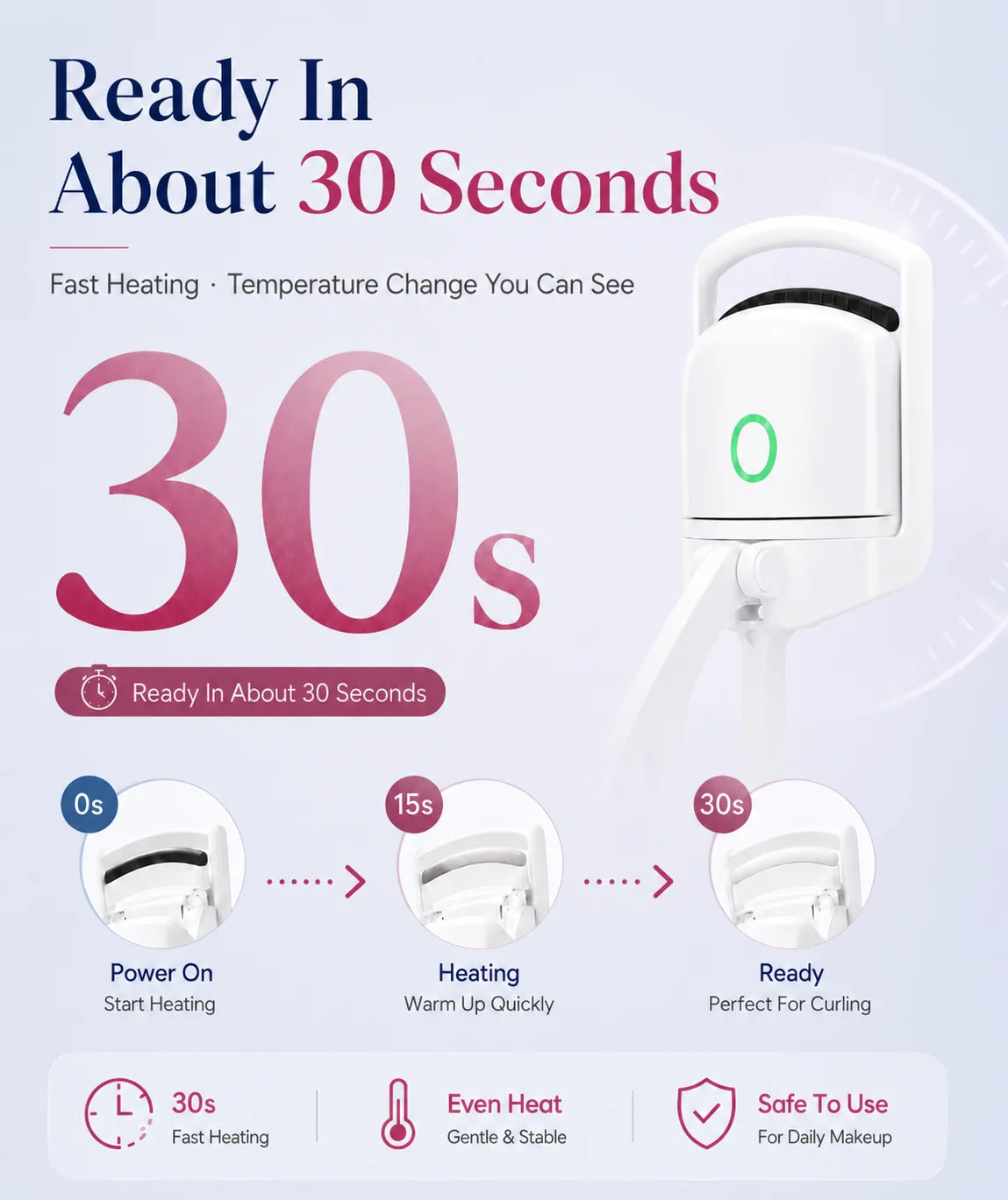 Electric Eyelash Curler Heated Eyelash Curler Rechargeable Eyelash Curler Dual Temperature Fast Heating Portable Makeup Tool