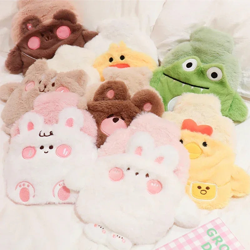Kawaii Hot Water Bags Cute Plush Rubber Hand and Foot Belly Warmer Explosion-proof Hot Water Bottles for Women Period Pain