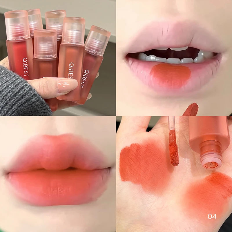QIBEST 6 Colors Matte Liquid Lipstick Velvet Durable Lip Gloss Sexy Red Lip Stain Makeup Waterproof Lasting Lip Mud Cosmetics