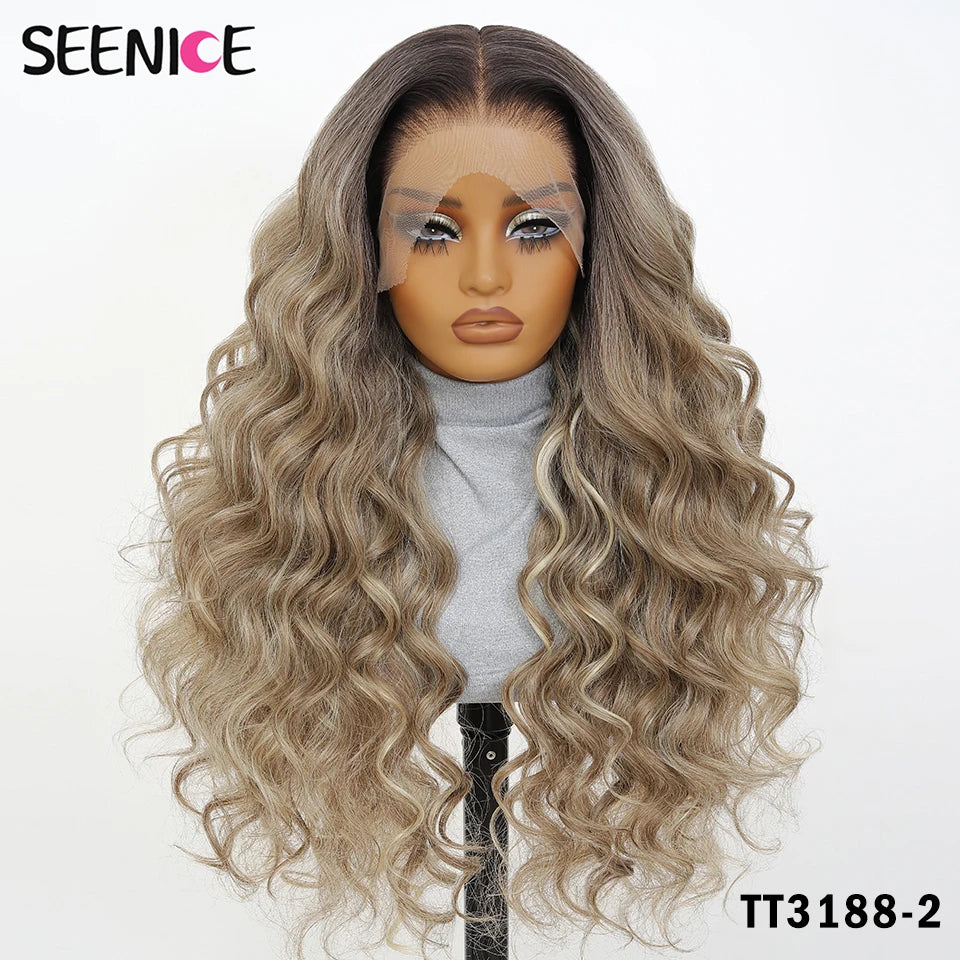 99J Burgundy Synthetic Lace Frontal Wig 13x6 Body Wave Long Deep Wavy Ombre Black Lace Wigs for Women Heat Resistant Cosplay Wig