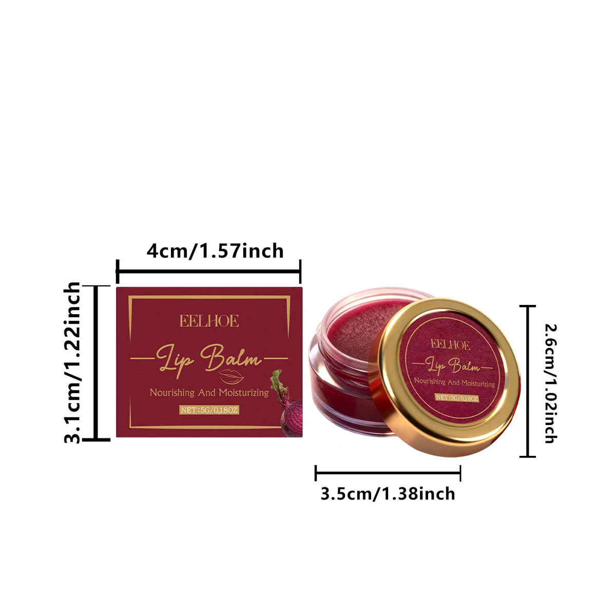 Beetroot Red Tinted Lip Balm Deep Nourishing Moisturizing Lip Care Smooth Anti Crack Shea Butter Moisturizing Plump Lip Balm