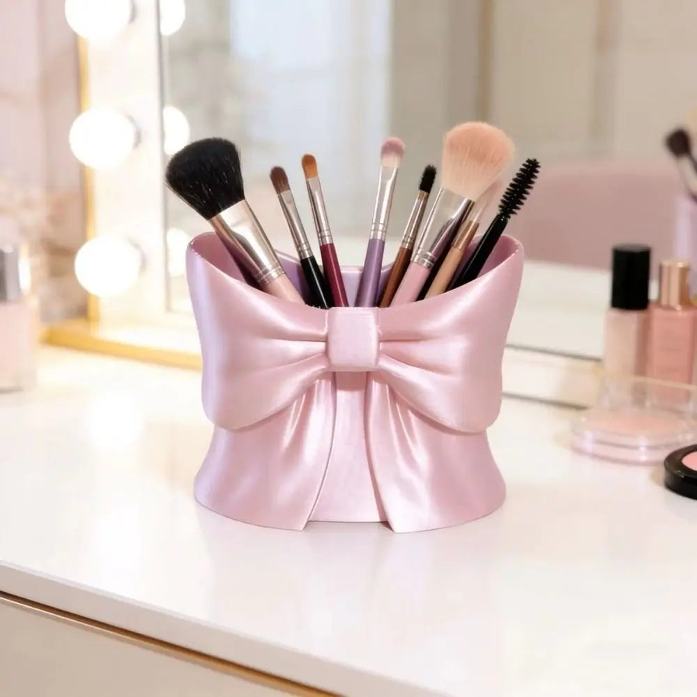 3D Printed Makeup Brush Storage Large-Capacity Space-Saving Bow Shape Pen Holder Sweet Cute Pen Organizer Cosmetic Storage