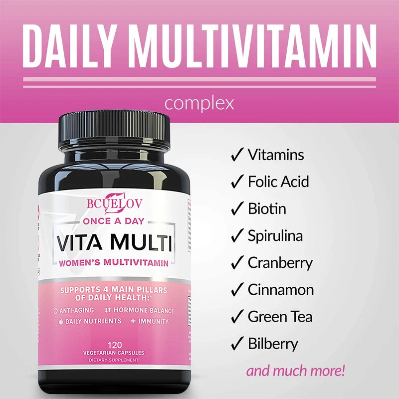 Women's Daily Multi Supplement Capsules - Daily Multivitamin To Support Energy and Immune Joints Hair Skin & Nails Health