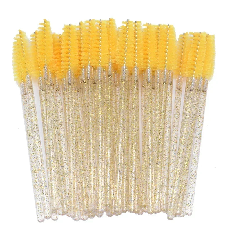 2025 Trend 100Pcs Disposable Mascara Wands -Lash Spoolies, Crystal Eyebrow Brush for Eyelash Extensions & Makeup Grooming